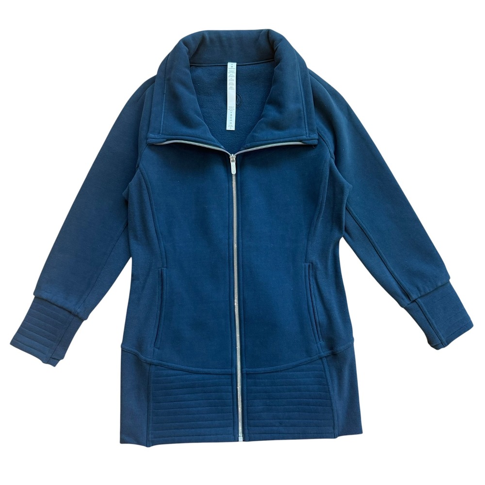 Lululemon Radiant Jacket II Blue Teal Full Zip Fleece Funnel Neck Size 8 W4BGCS